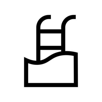 A linear graphic depicting a rectangle with steps, representing a swimming pool. vector