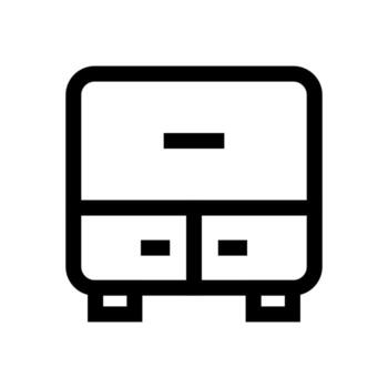 A linear graphic of a chest with a single pull-out drawer. vector