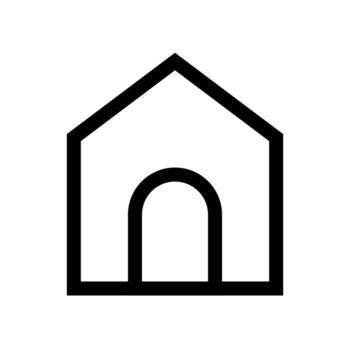 un sencillo línea icono de un estilizado hogar o casa para navegación. vector