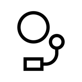 A line icon depicting a ringing alarm bell with a sound element, symbolizing an urgent alert or notification. vector