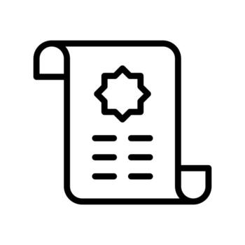 A linear graphic of a paper with a list, symbolizing a religious note or checklist. vector