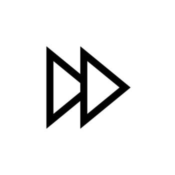 A simple line icon of a double arrow pointing right, representing forward or fast forward. vector