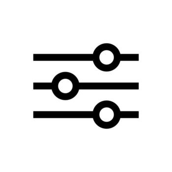 An outline icon of a gear and sliders for configuration settings or control. vector