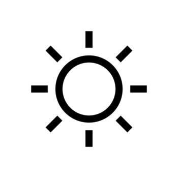 A simple line icon of the sun with rays, representing brightness or weather. vector