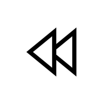 un contorno icono de un doble flecha señalando izquierda, representando espalda o rebobinar. vector