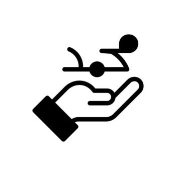 A simple filled icon of a hand with the name Muhammad, symbolizing peace or blessing. vector