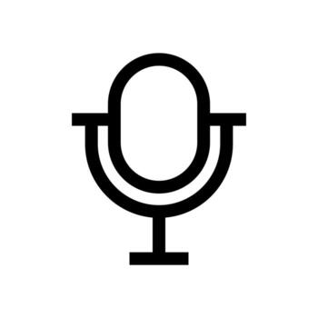 un sencillo línea icono de un Mano micrófono para grabación voz. vector