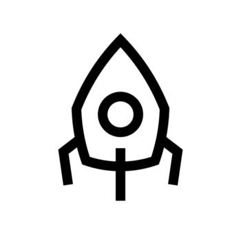 A simple line icon of a rocket for launch or speed. vector