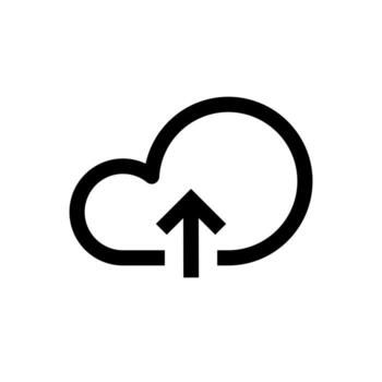 un sencillo línea icono de un nube con un arriba flecha para datos subir. vector