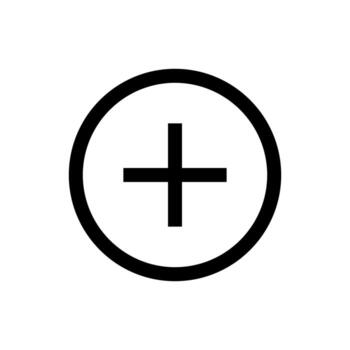 A linear graphic of a vertical and horizontal line plus for addition or zoom in. vector