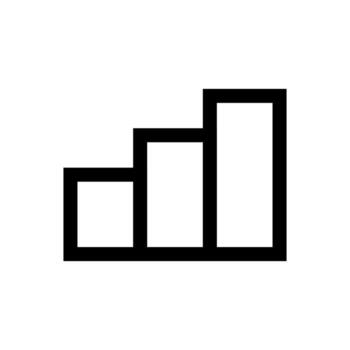 An outline icon of vertical columns, representing a bar chart or statistics. vector
