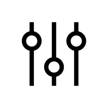 A linear graphic of a gear and sliders, representing configuration settings. vector