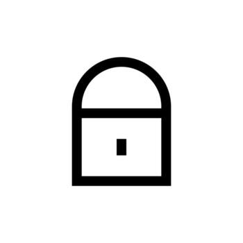 A simple line icon of a padlock, representing security or lock. vector
