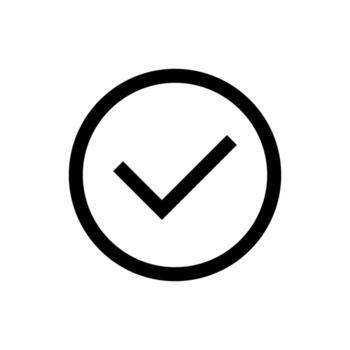 An outline symbol of a check mark, indicating acceptance or completion. vector