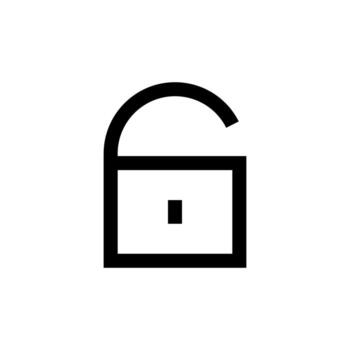 An outline icon of an open padlock, representing unlock or security off. vector