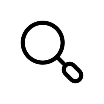 A linear graphic of a magnifying glass with a plus sign, representing zoom in. vector