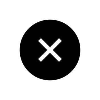A solid icon of an X or cross mark, indicating cancellation or close. vector