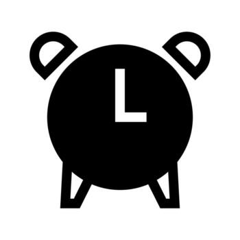 A simple filled icon of an alarm clock with bells. vector