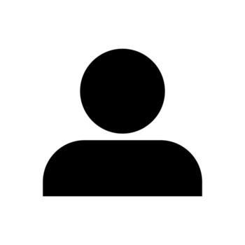 A simple filled icon of a person's head and shoulders, representing a user profile. vector