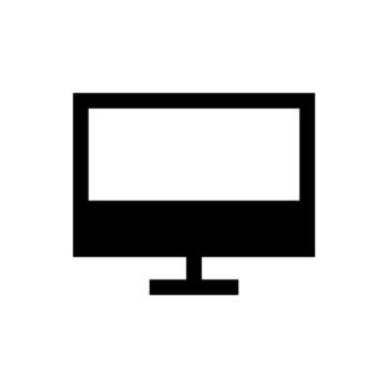 A filled graphic depicting a monitor or computer screen. vector