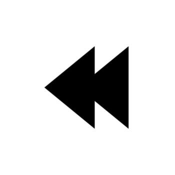 un sólido icono de un doble flecha señalando izquierda, representando espalda o rebobinar. vector