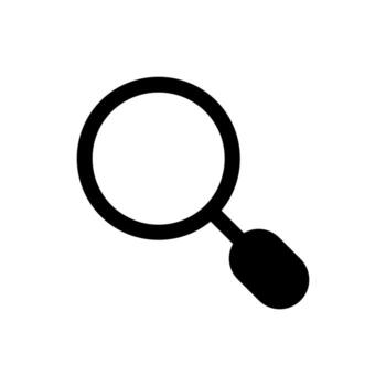 A filled graphic of a magnifying glass with a plus sign, representing zoom in. vector