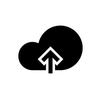 un sencillo lleno icono de un nube con un arriba flecha para datos subir. vector