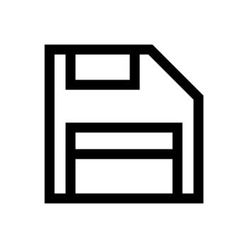 A simple line icon of a floppy disk for saving data. vector