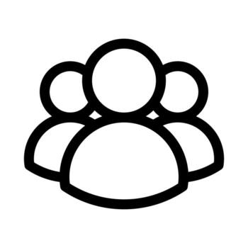 A simple line icon of multiple profiles, representing a group of users or team. vector