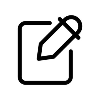 An outline icon of a pencil on paper, symbolizing the ability to edit or write. vector