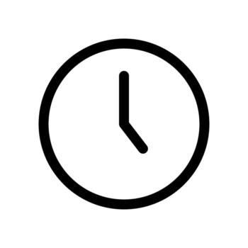 A line icon representing a clock or timer for time-related actions. vector
