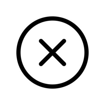 un sencillo línea icono de un 'X' marca, simbolizando el cerca de un ventana o inmediato. vector