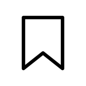 A simple line icon of a folded ribbon, representing a bookmark or saved page. vector