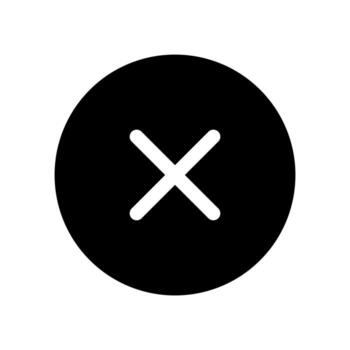 A simple filled icon of an 'X' mark, symbolizing the close of a window or prompt. vector