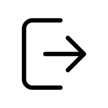 An outline icon showing an arrow leaving a box, symbolizing logout or exit. vector