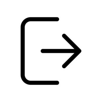 A solid icon showing an arrow leaving a box, symbolizing logout or exit. vector