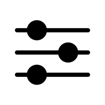 A simple filled icon of sliders or levels, representing adjustable settings or control. vector