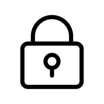 A simple line icon of a padlock, representing security or lock feature. vector