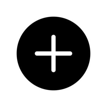 A filled symbol of a plus sign, signifying an add action or creation. vector