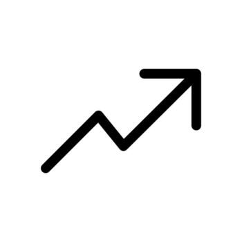 un sencillo línea icono de un creciente línea cuadro, representando un hacia arriba grafico o crecimiento. vector