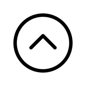 An outline icon of an arrow pointing up, indicating an up arrow or expand. vector