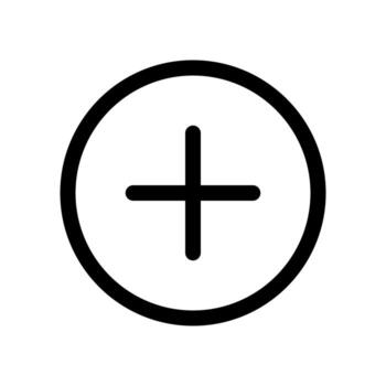 An outline symbol of a plus sign, signifying an add action or creation. vector