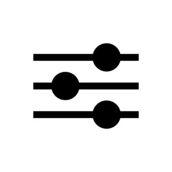 A solid icon of a gear and sliders for configuration settings or control. vector