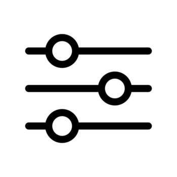 A simple line icon of sliders or levels, representing adjustable settings or control. vector