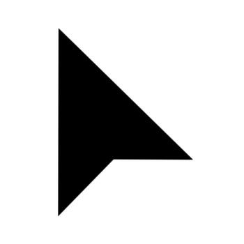A simple filled icon of an arrow cursor for mouse input. vector