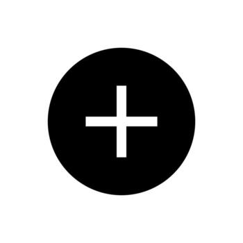 A filled graphic of a vertical and horizontal line plus for addition or zoom in. vector