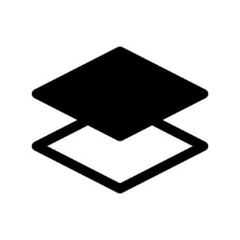 A simple filled icon of stacked items, symbolizing a data stack or organized pile. vector