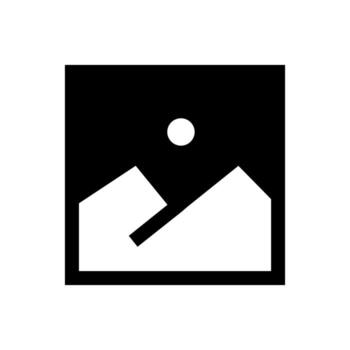 A solid symbol of a picture frame over mountains, representing a photo gallery. vector