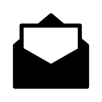 A simple filled icon of an envelope, representing email or mail correspondence. vector