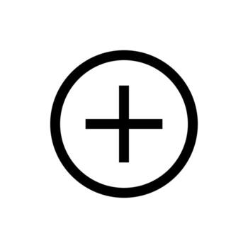 A linear graphic of a plus sign enclosed in a circle, signifying an add action. vector